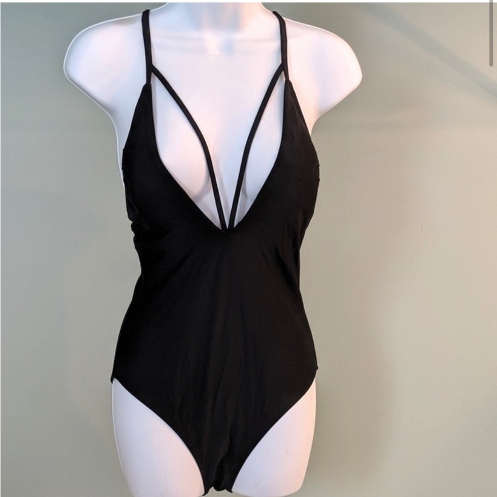 Black xhilaration strappy once piece swimsuit